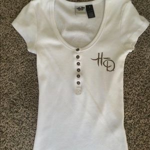 Harley Davidson 100 anniversary scoop neck top